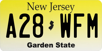 NJ license plate A28WFM
