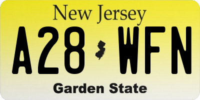 NJ license plate A28WFN