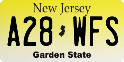 NJ license plate A28WFS