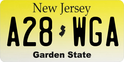 NJ license plate A28WGA