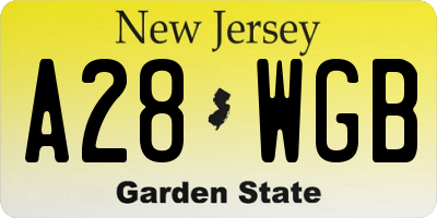 NJ license plate A28WGB