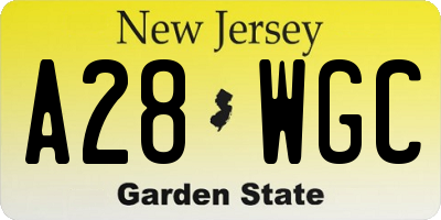 NJ license plate A28WGC