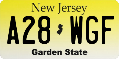 NJ license plate A28WGF