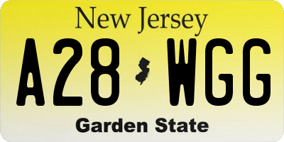 NJ license plate A28WGG