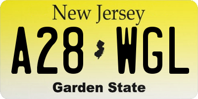 NJ license plate A28WGL