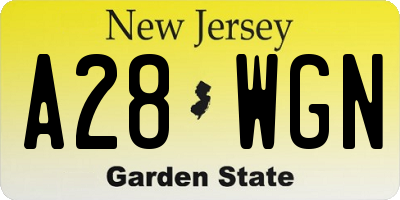 NJ license plate A28WGN
