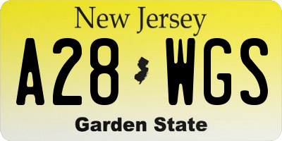 NJ license plate A28WGS