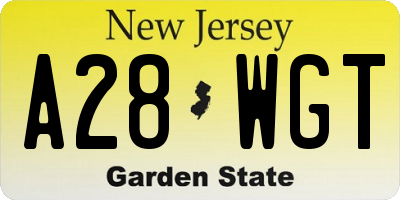 NJ license plate A28WGT