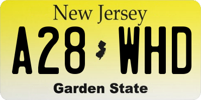 NJ license plate A28WHD
