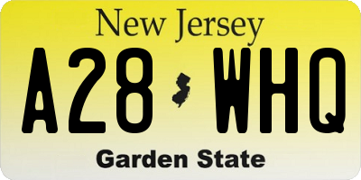 NJ license plate A28WHQ
