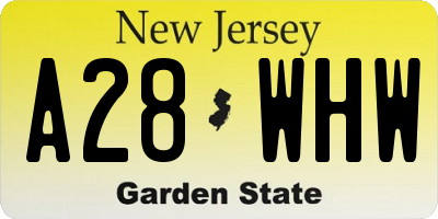NJ license plate A28WHW