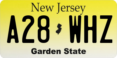 NJ license plate A28WHZ