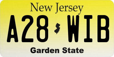 NJ license plate A28WIB