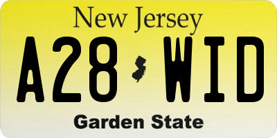 NJ license plate A28WID