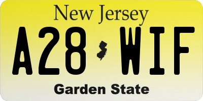 NJ license plate A28WIF
