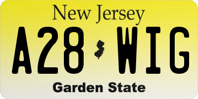 NJ license plate A28WIG