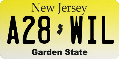 NJ license plate A28WIL