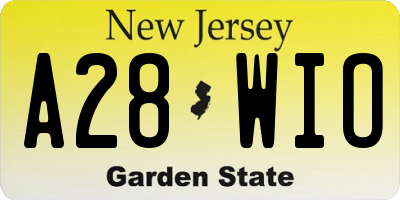 NJ license plate A28WIO