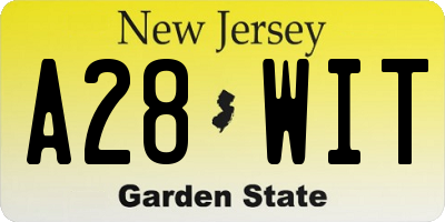 NJ license plate A28WIT
