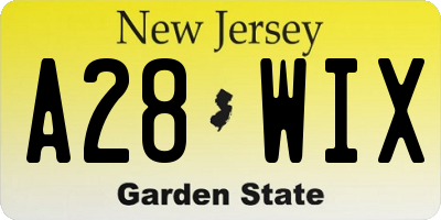 NJ license plate A28WIX