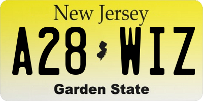 NJ license plate A28WIZ