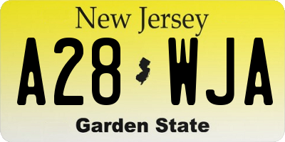 NJ license plate A28WJA