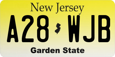 NJ license plate A28WJB