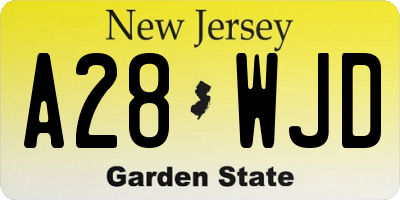 NJ license plate A28WJD