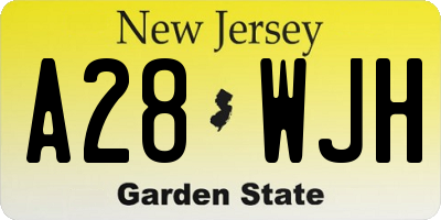 NJ license plate A28WJH