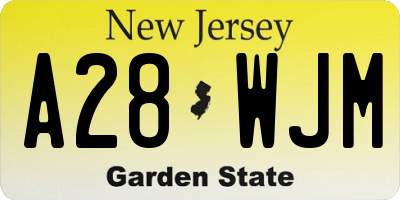 NJ license plate A28WJM