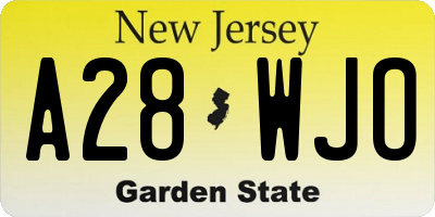 NJ license plate A28WJO