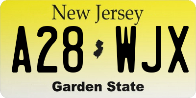 NJ license plate A28WJX