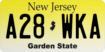 NJ license plate A28WKA