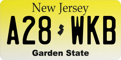NJ license plate A28WKB