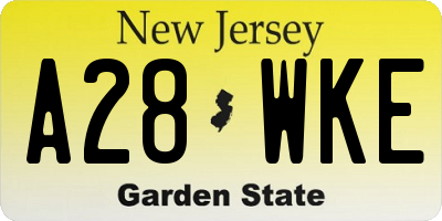 NJ license plate A28WKE