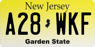 NJ license plate A28WKF