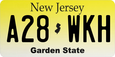 NJ license plate A28WKH