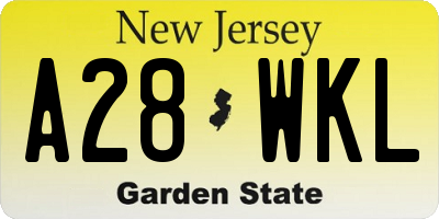 NJ license plate A28WKL