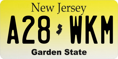 NJ license plate A28WKM