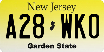 NJ license plate A28WKO