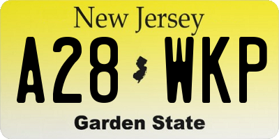 NJ license plate A28WKP