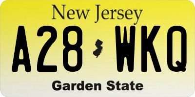 NJ license plate A28WKQ