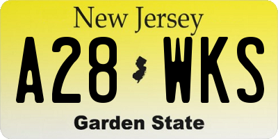 NJ license plate A28WKS