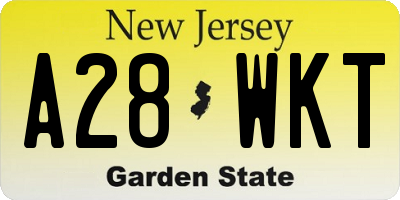 NJ license plate A28WKT