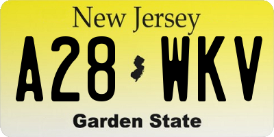 NJ license plate A28WKV