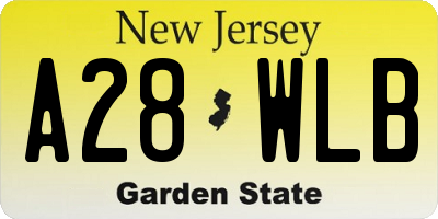 NJ license plate A28WLB