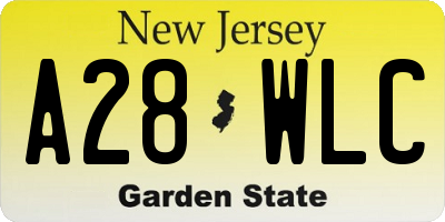 NJ license plate A28WLC