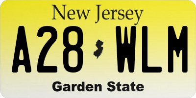 NJ license plate A28WLM