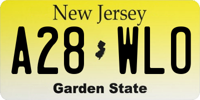 NJ license plate A28WLO