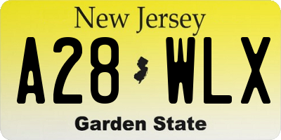 NJ license plate A28WLX
